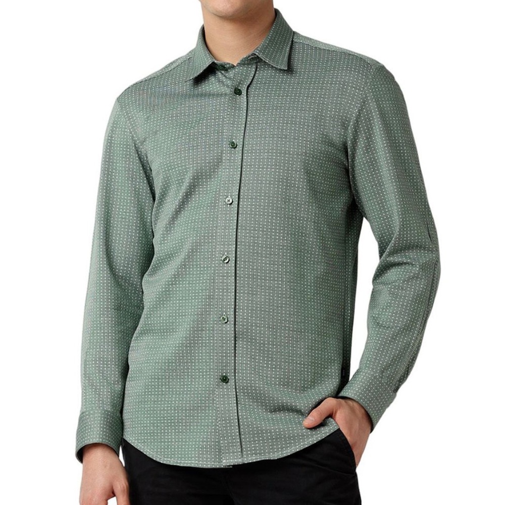 BOSS | Open Green Printed Slim Fit Shirt